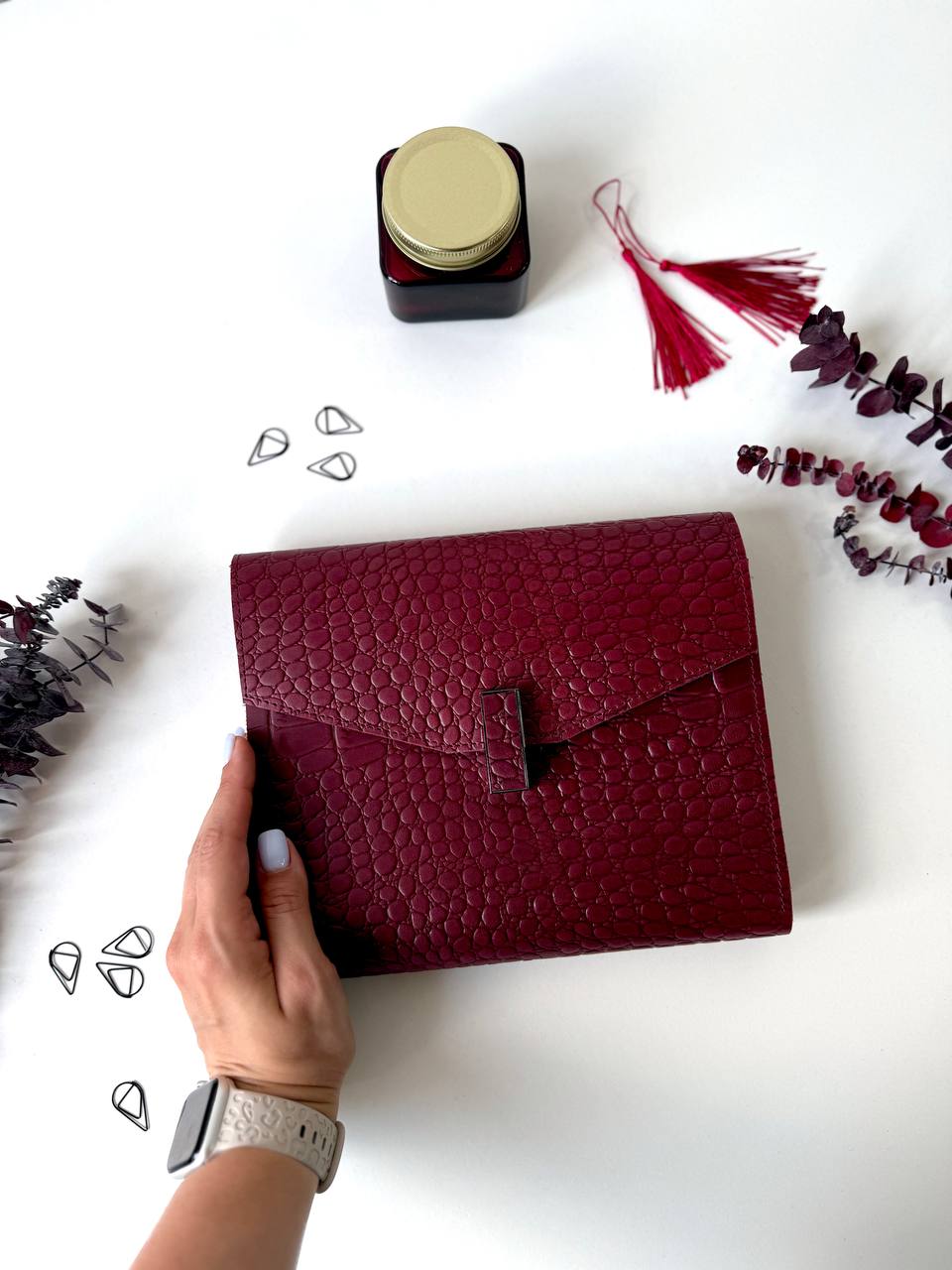Burgundy Natural Leather Planner A5, Ringbuch a5, Leather template, A5 ring binder,Binder a5,Leather wallet template,Binder wallet.