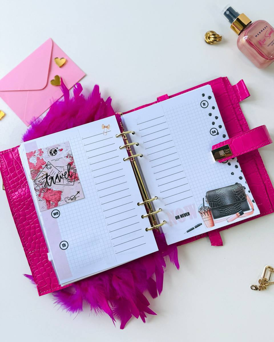 Ροζ Luxe Α5 Planner &amp; Σετ Δώρου 🎁