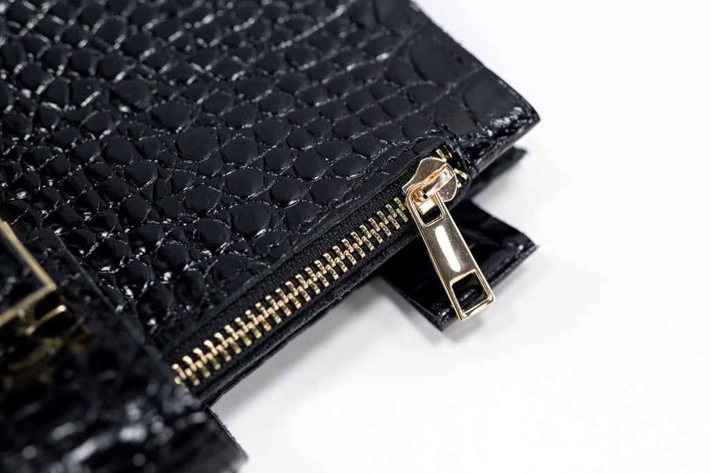 Cyprus, Limassol. Black croco leather notebook cover A5 for documents A4 and A5 format.