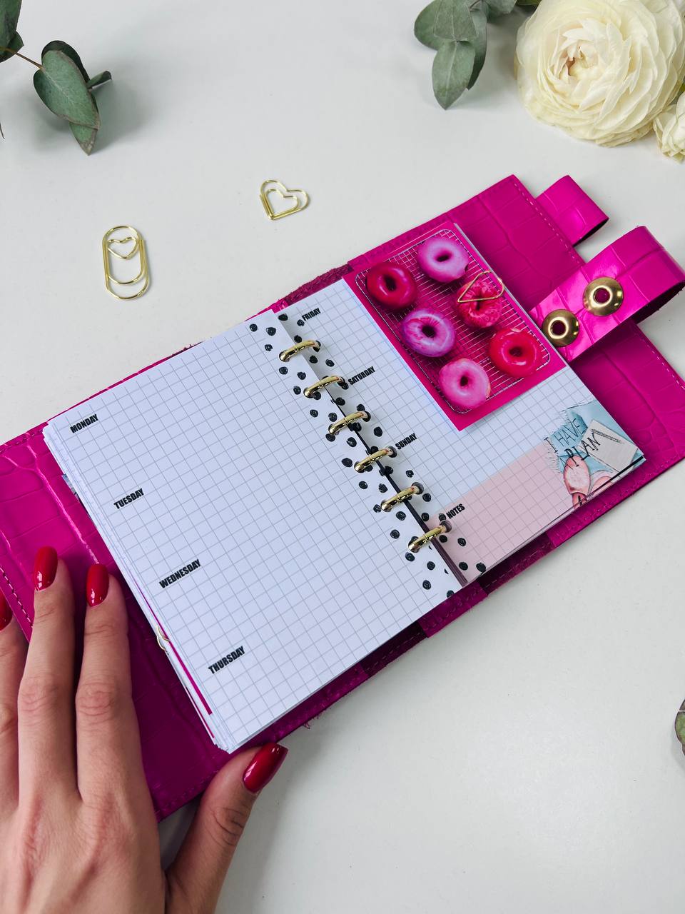 Leather mini notebook cover A7 binder,Planner A7 binder personal passport size, leather planner, planner binder 6 rings, diary for work.