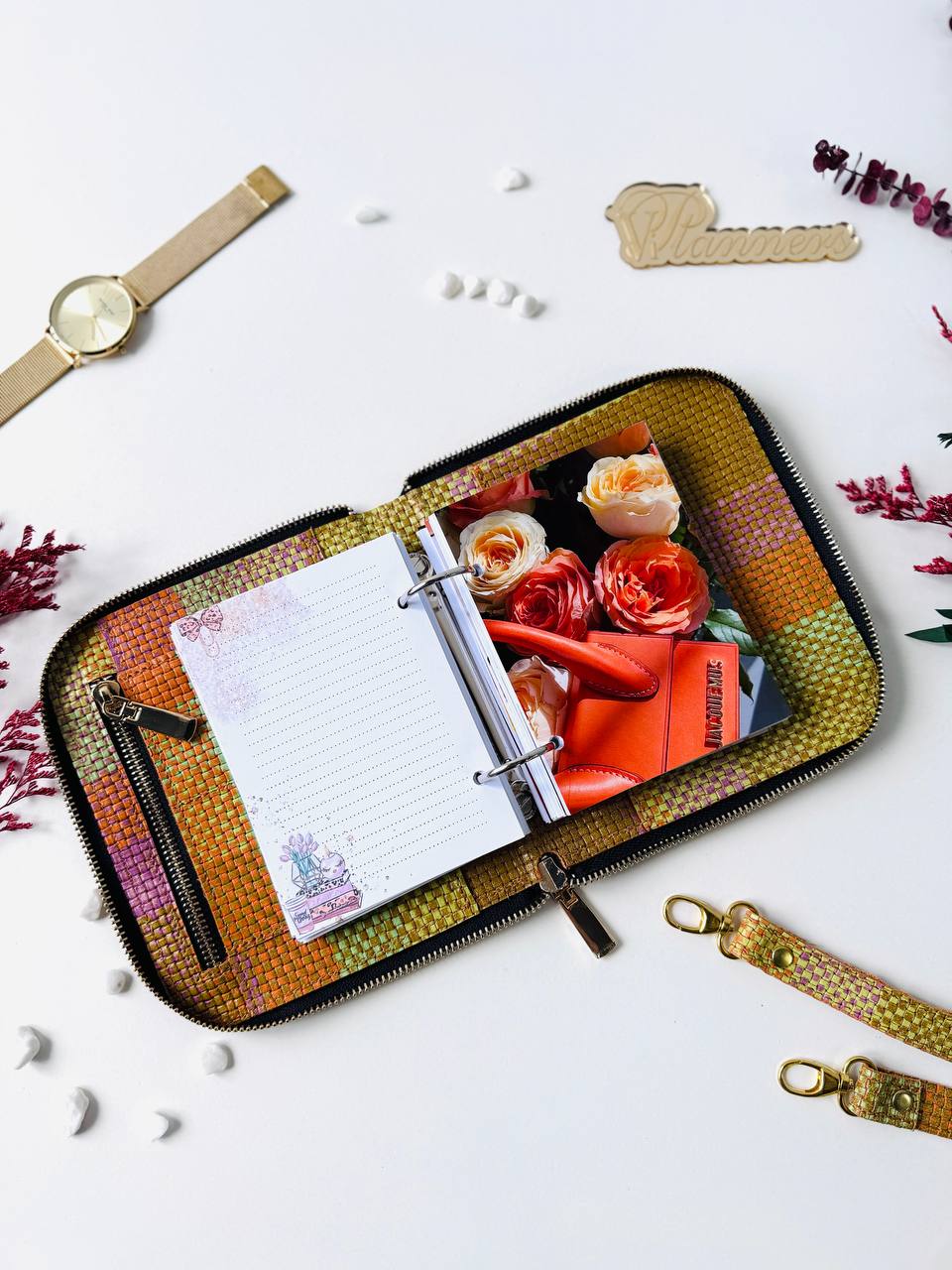 Leather bag mini planner A7, mini planner,personal size, study stationery, passport size notebook, leather wallet binder planner daily.