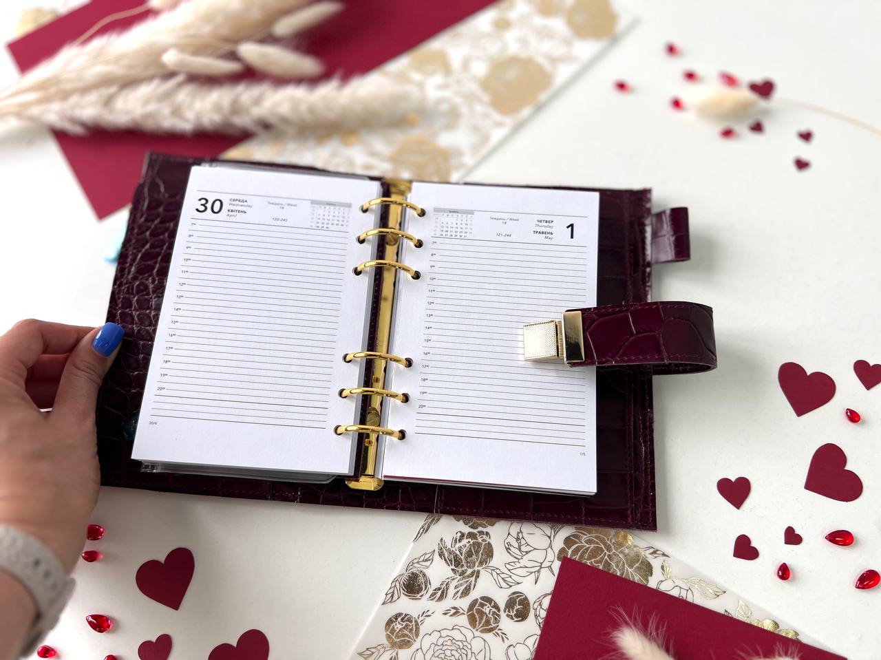 A6 leather double planner cover binder 6 rings binder, dated planner, leather planner, gift for her, medium size planner.