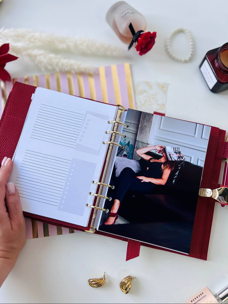 Cyprus, Limassol. Red leather notebook cover A5 for documents A4 and A5 format.