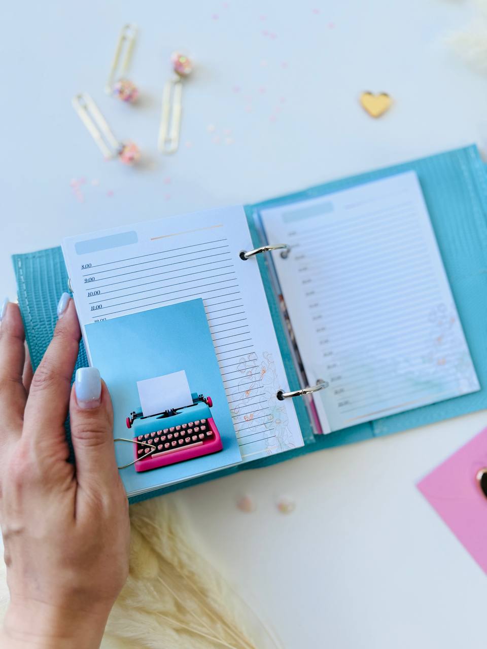 Sky-Blue Italian Leather Planner A7 🦋 Organize Your Life with Style!