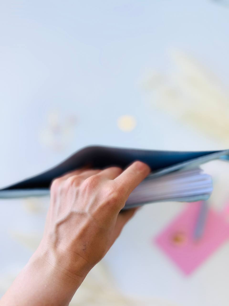 Sky-Blue Italian Leather Planner A7 🦋 Organize Your Life with Style!