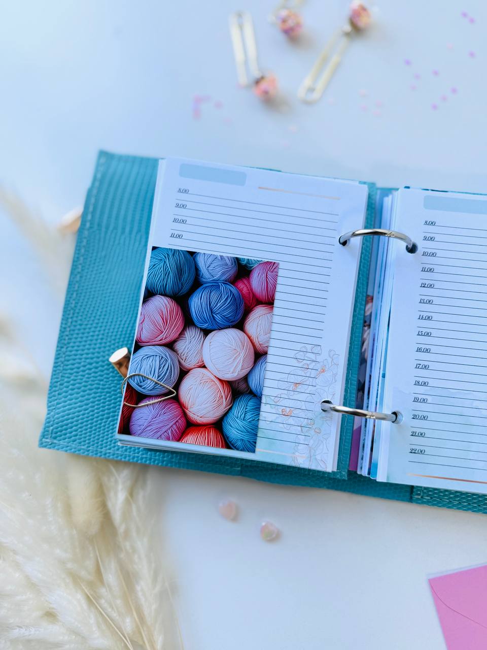 Sky-Blue Italian Leather Planner A7 🦋 Organize Your Life with Style!