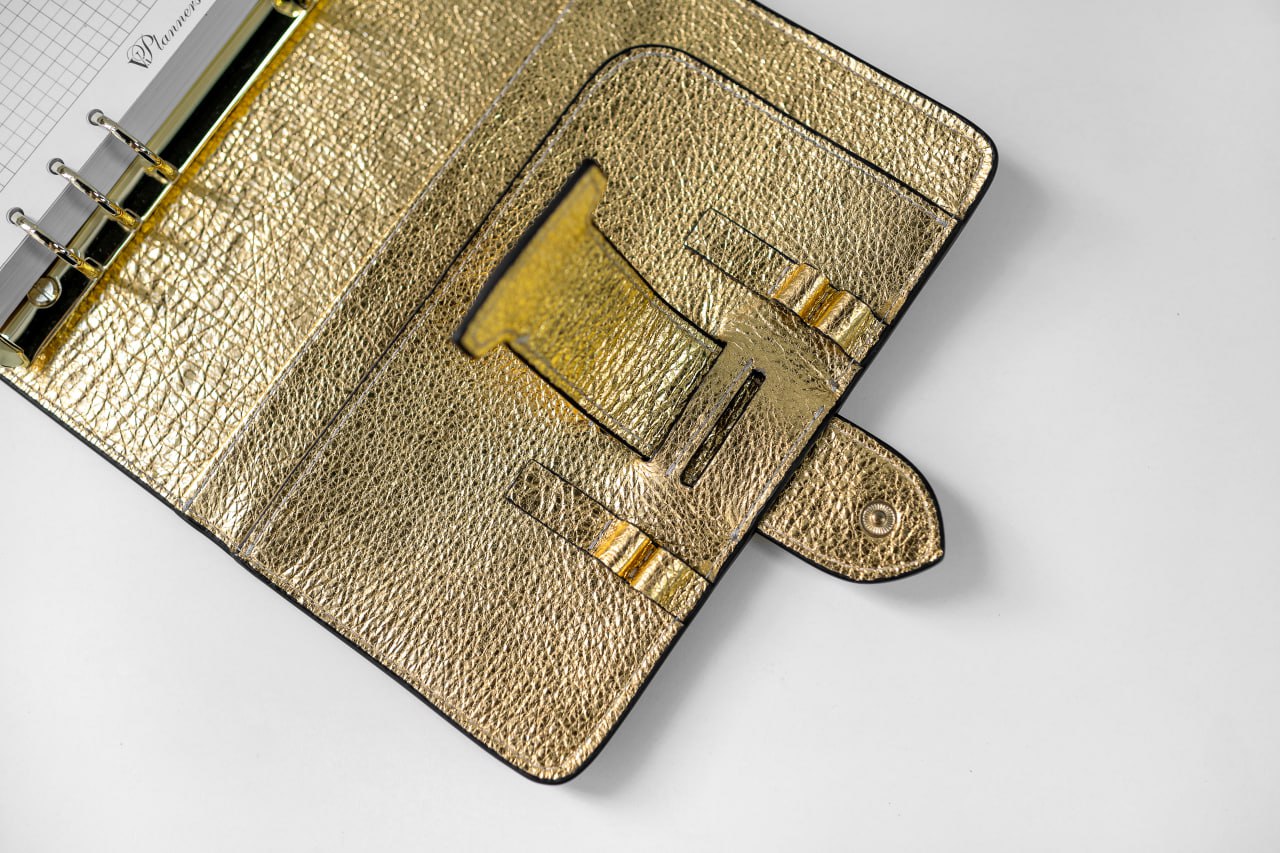 Cyprus, Limassol. Gold Natural Italian Leather Planner A5, gift for her, perfect planner, Ring Planner Agenda A5 Six Ring Planner and Ring Personal Planner.