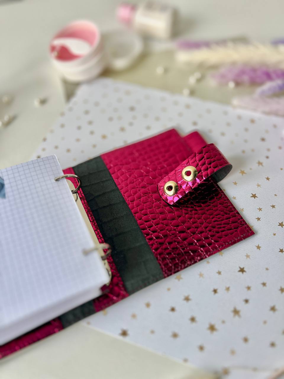 Leather mini notebook cover A7 binder,Planner A7 binder personal passport size, leather planner, planner binder 2 rings, diary for work.