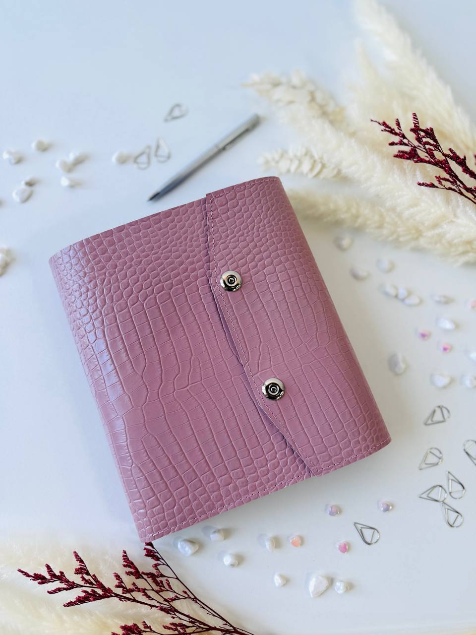 Gift set leather notebook cover A5 with pencil case.