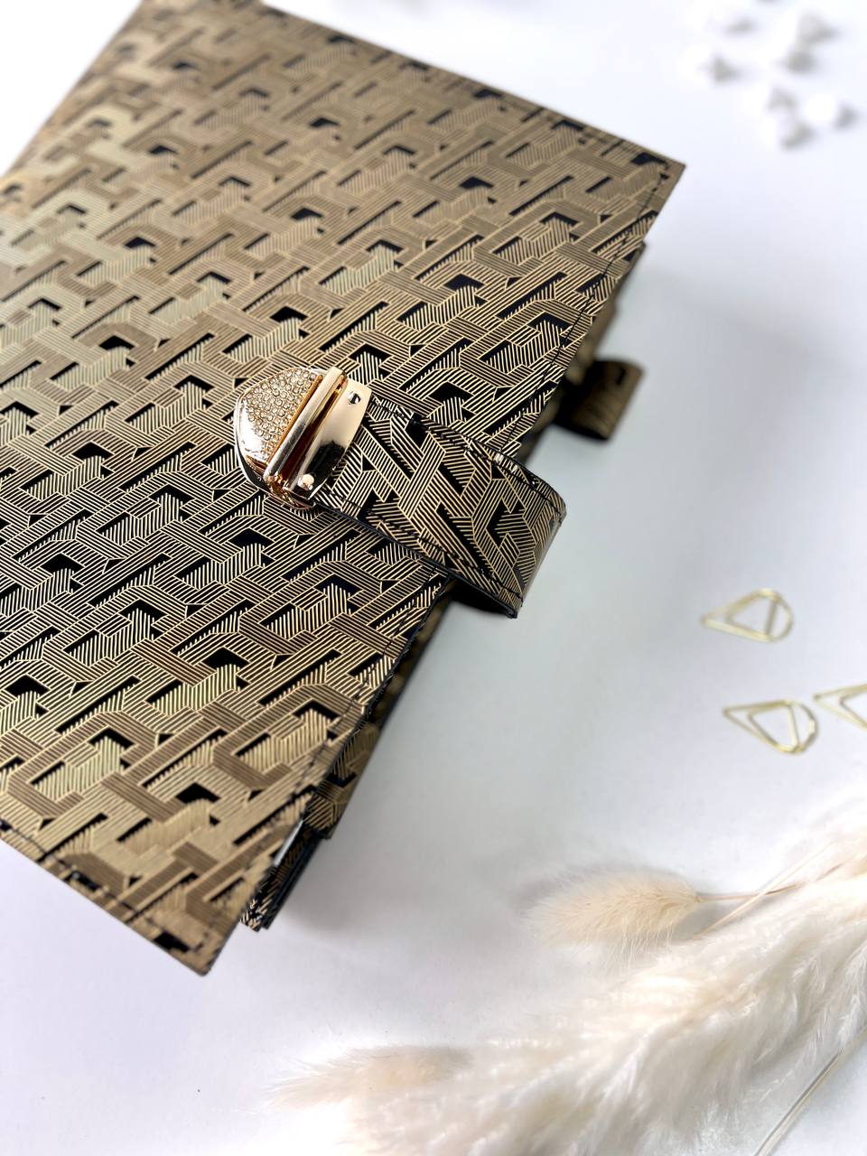 Gold and black 3in1 leather notebook cover A5 just for documents A5 format.