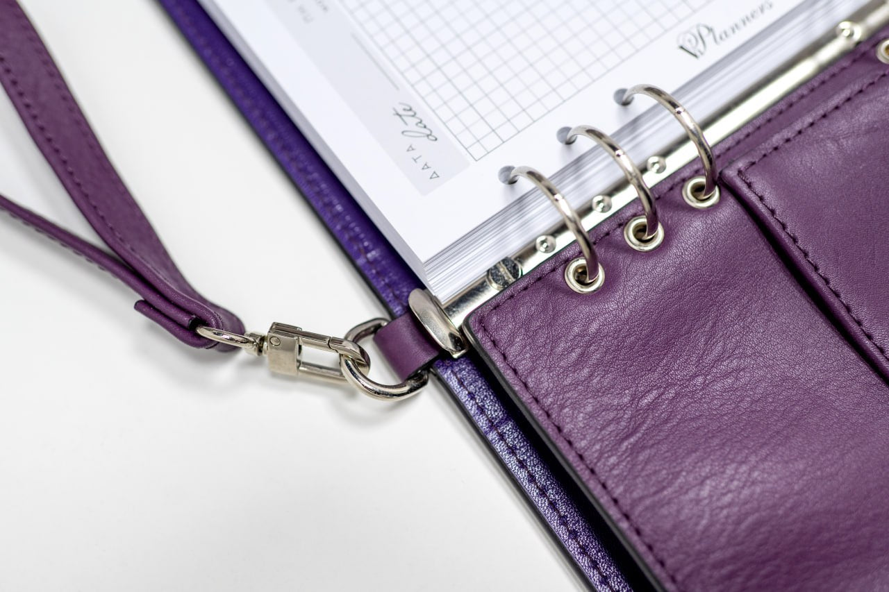 Violet Natural Italian Leather Planner A5, gift for her, perfect planner, Ring Planner Agenda A5 Six Ring Planner and Ring Personal Planner.