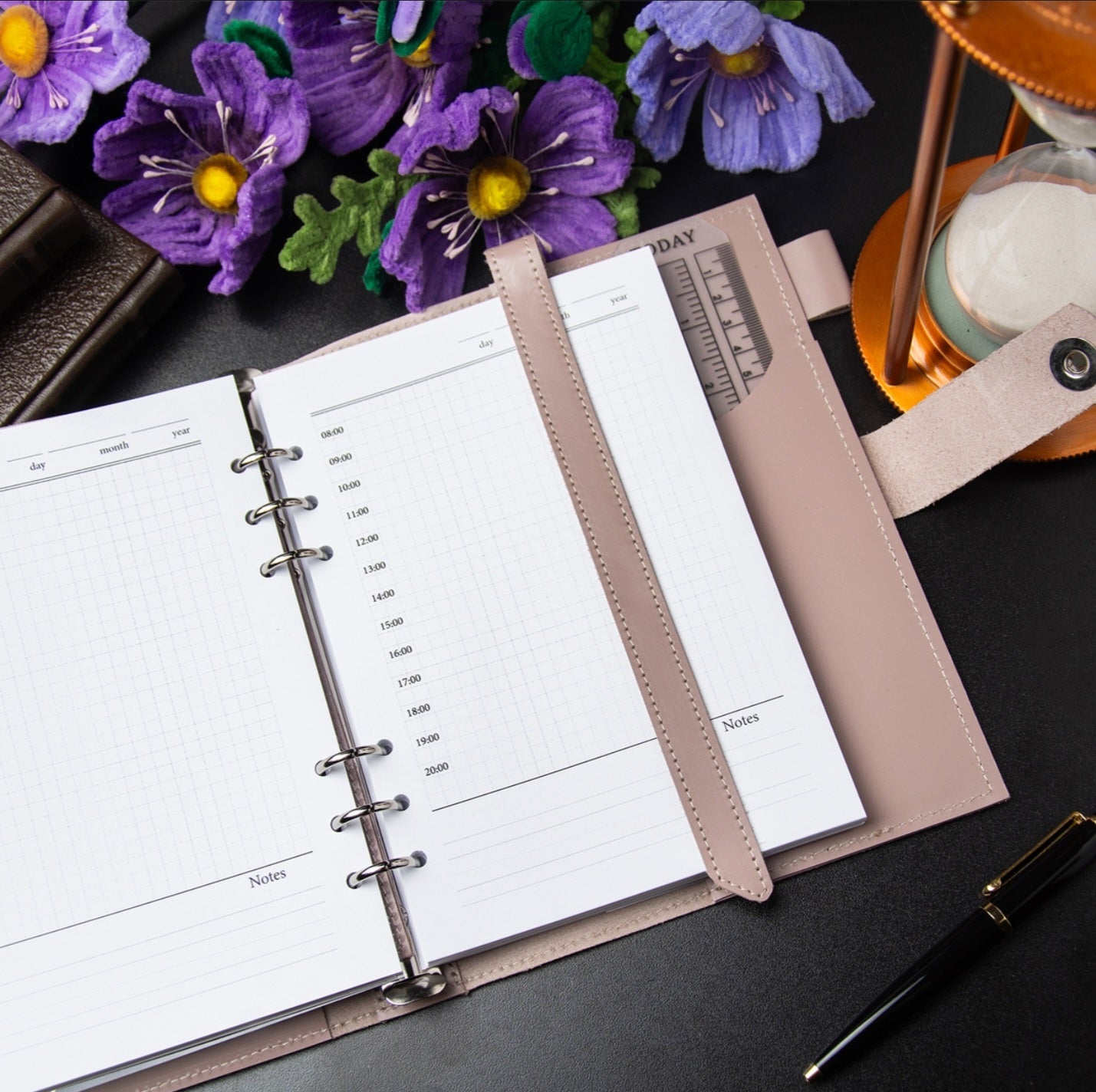 Leather classic notebook cover A5 with binder 6 rings, Leather template, A5 ring binder, Leather wallet template,Binder wallet.