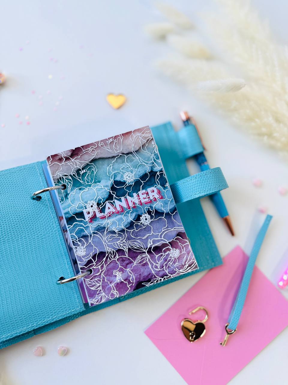 Sky-Blue Italian Leather Planner A7 🦋 Organize Your Life with Style!