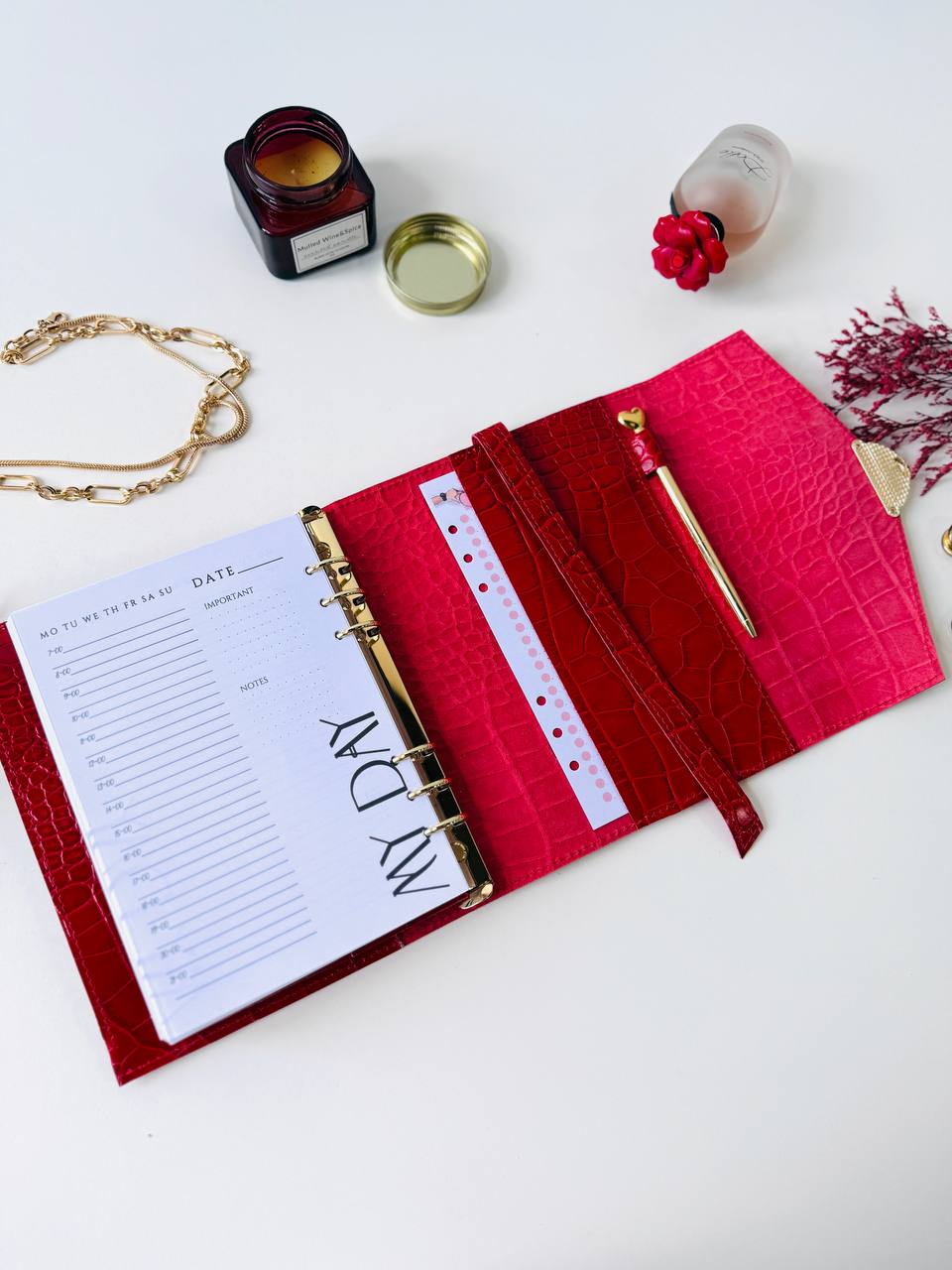 Red leather notebook cover A5,  just for documents A5 format.