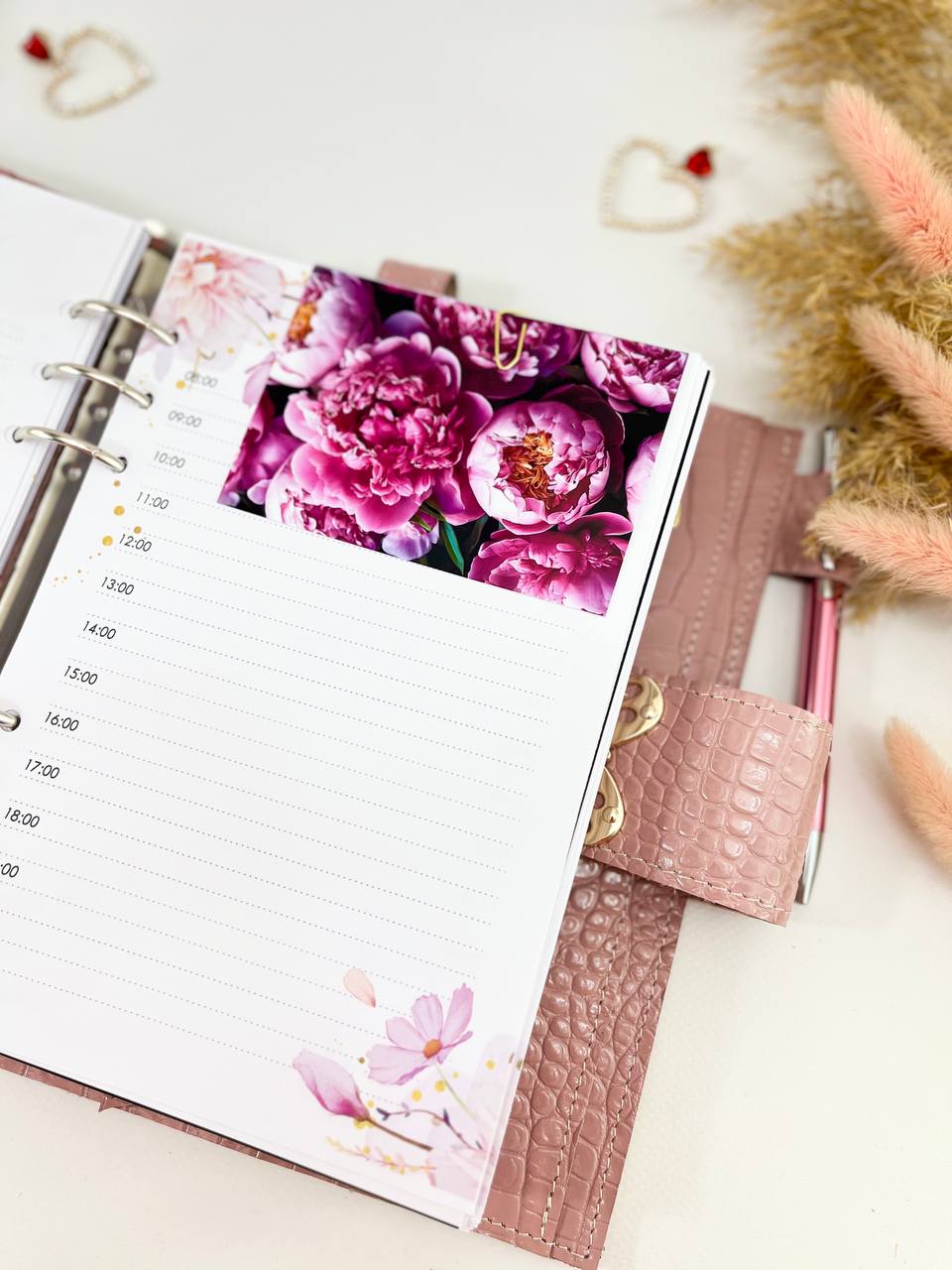 Natural Italian Leather Pink Planner A5.