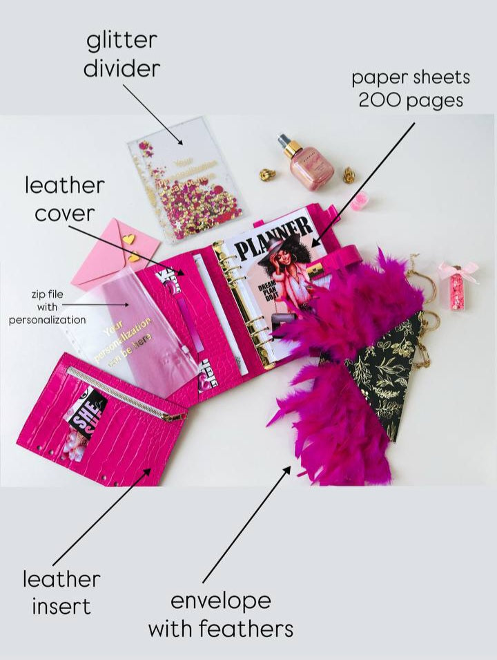 Ροζ Luxe Α5 Planner &amp; Σετ Δώρου 🎁