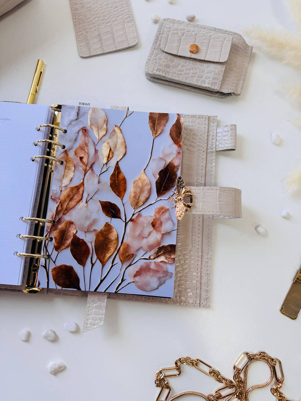 Luxury A5 Planner Organizer Set - Premium Genuine Leather, Crocodile Embossed