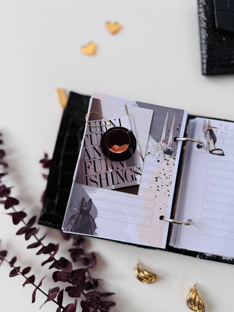 Leather Gift set notebook cover A7 with wallet. Mini notebook with wallet.