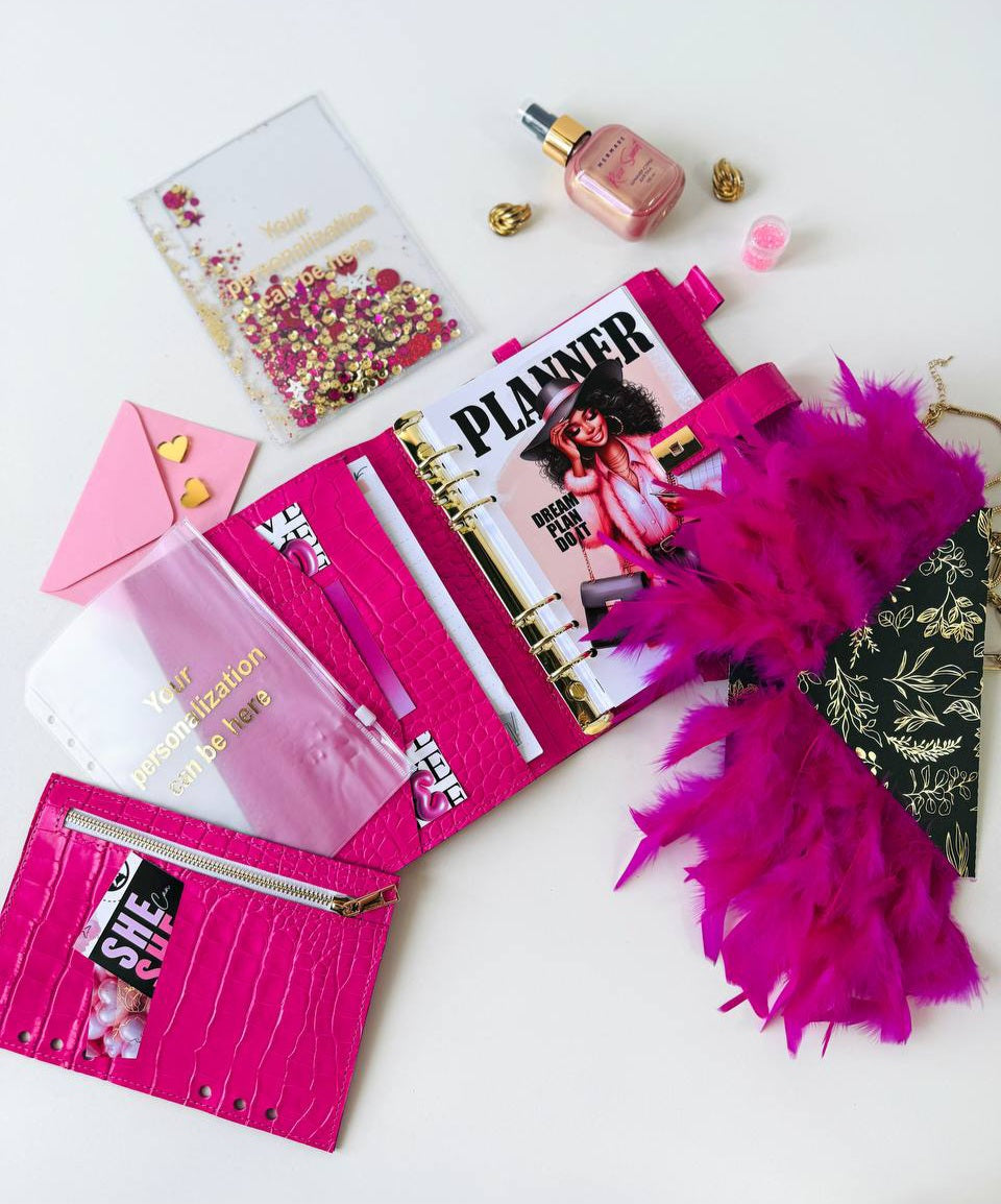 Ροζ Luxe Α5 Planner &amp; Σετ Δώρου 🎁