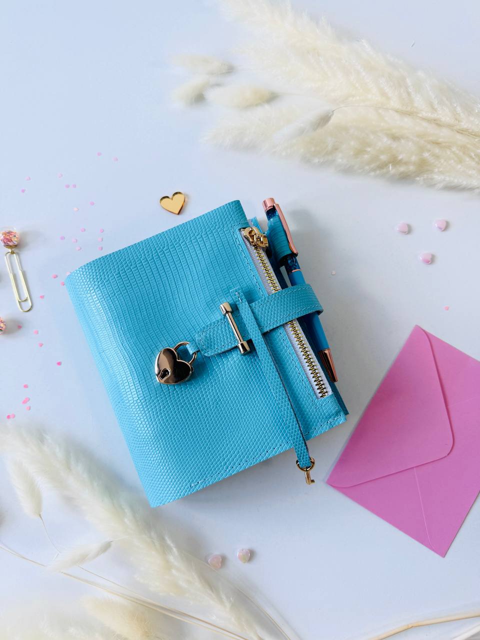 Sky-Blue Italian Leather Planner A7 🦋 Organize Your Life with Style!