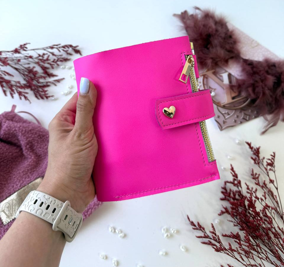 Leather mini planner A7, mini dated 2026 planner,personal size, study stationery, passport size notebook, leather wallet binder planner daily.