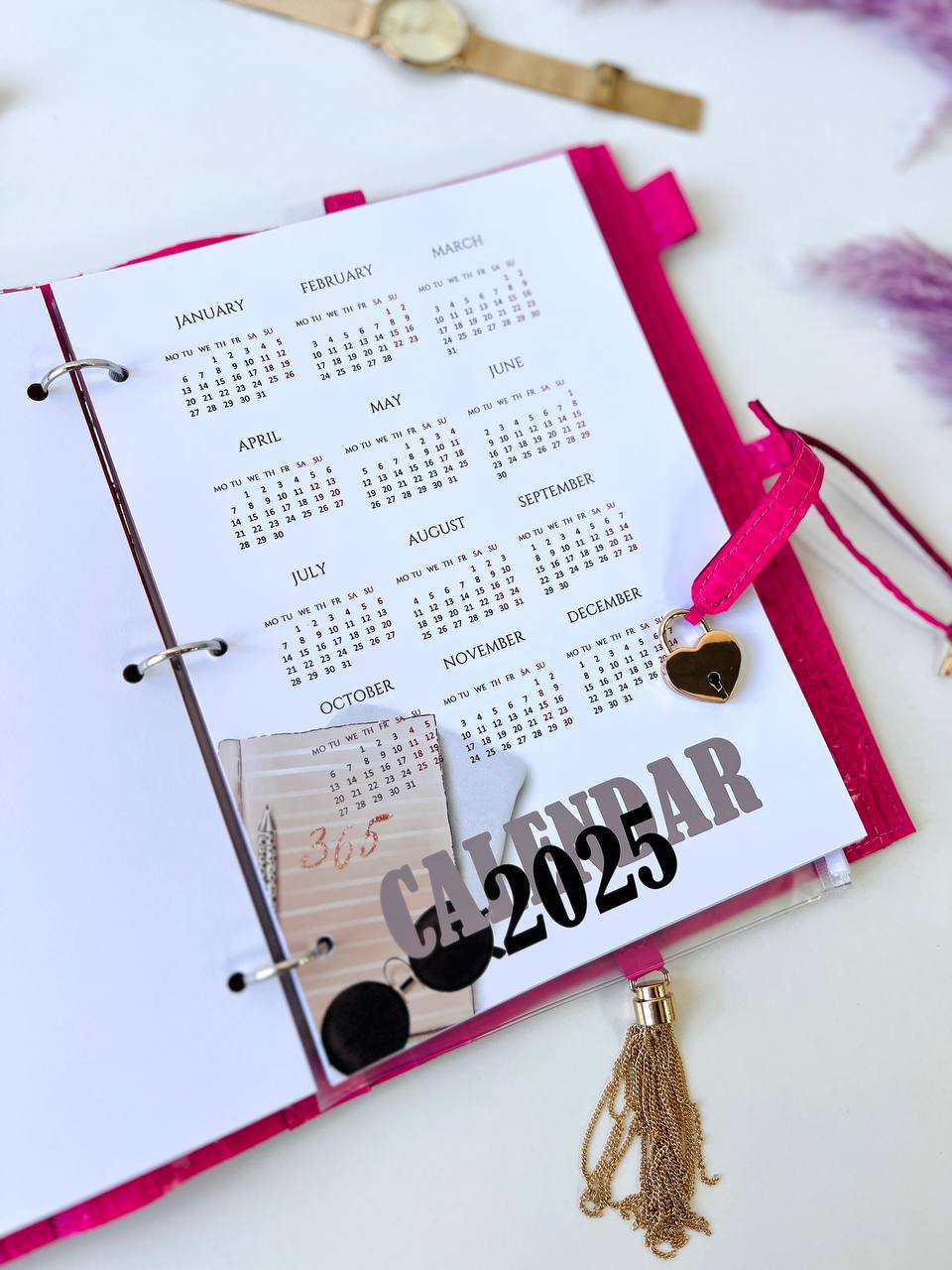 A4 leather notebook cover. Padfolio. Portfolio. A4 size with binder and pages padfolio planner. Leather hot pink.