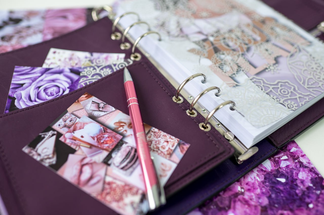 Violet Natural Italian Leather Planner A5, gift for her, perfect planner, Ring Planner Agenda A5 Six Ring Planner and Ring Personal Planner.