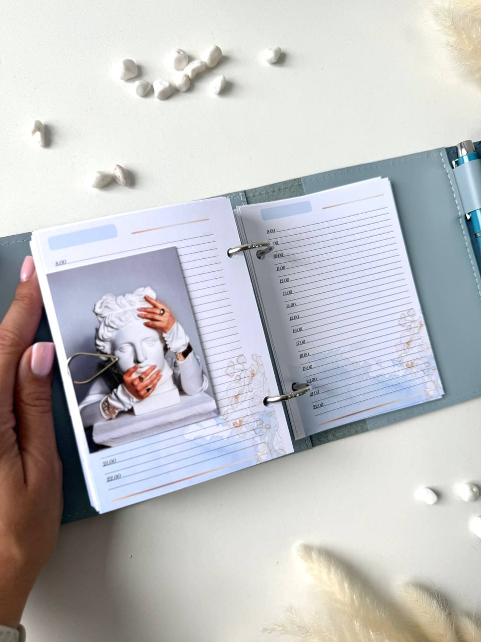 Leather mini notebook cover A7 binder,Planner A7 binder personal size, leather planner, planner binder 2 rings, time diary for work