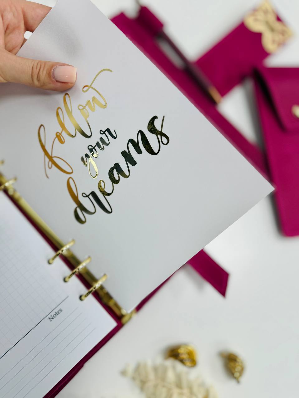 Pink leather planner A5