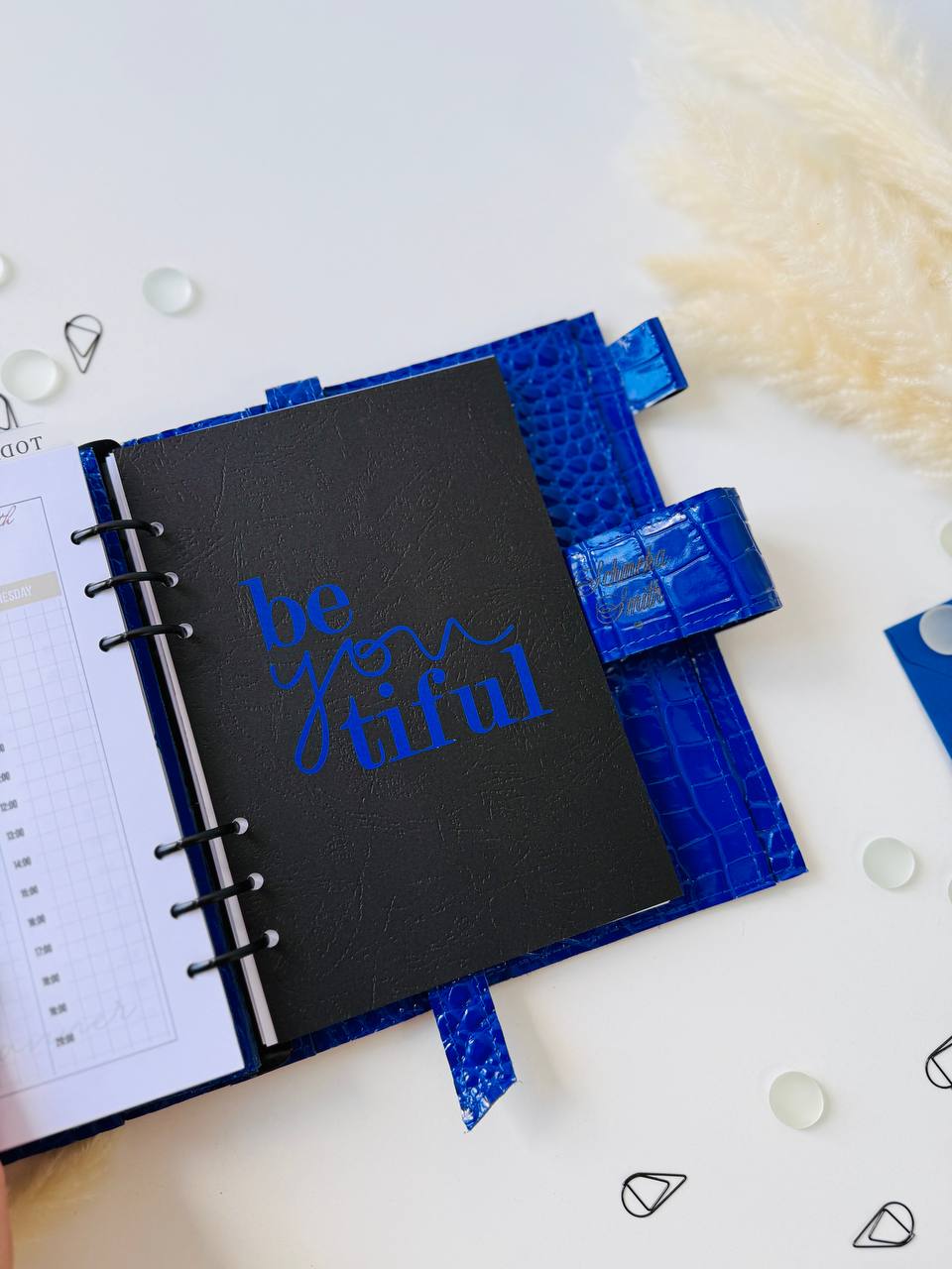 Personalized leather planner big binder A5- cover for documents A4 and A5 format.