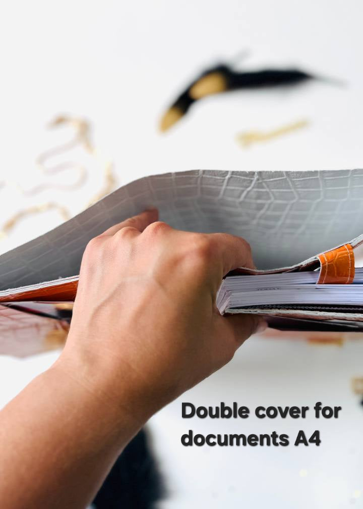 Orange leather planner binder A5