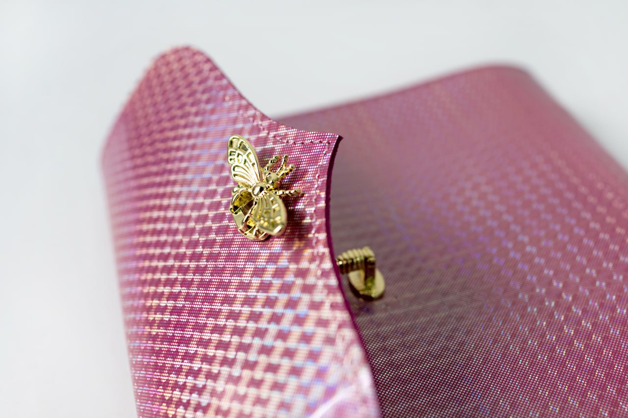 Cyprus, Limassol. RARE holographic pink leather notebook cover A5.