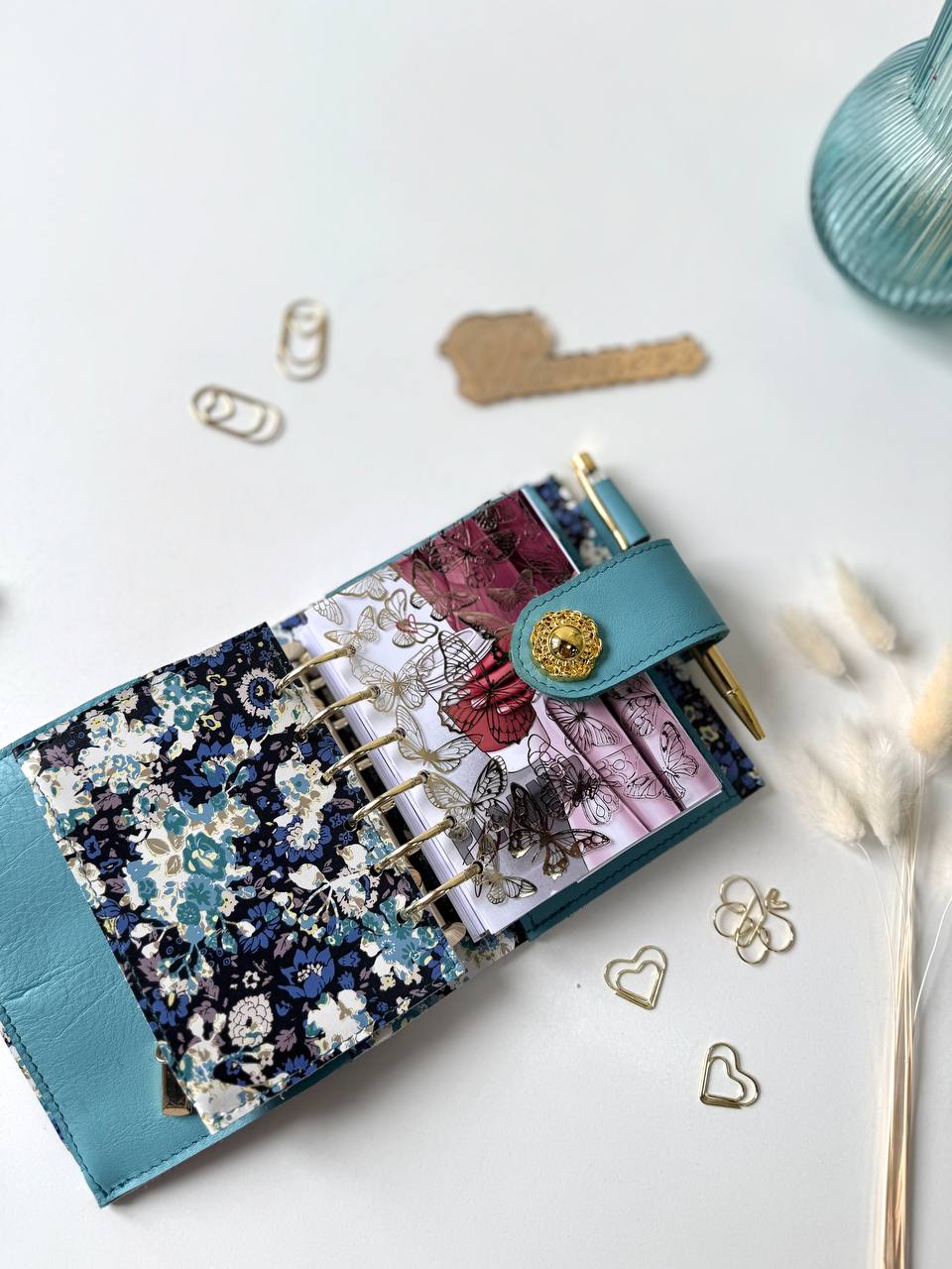 Leather wallet notebook cover mini A7 dated week 2026 big binder.