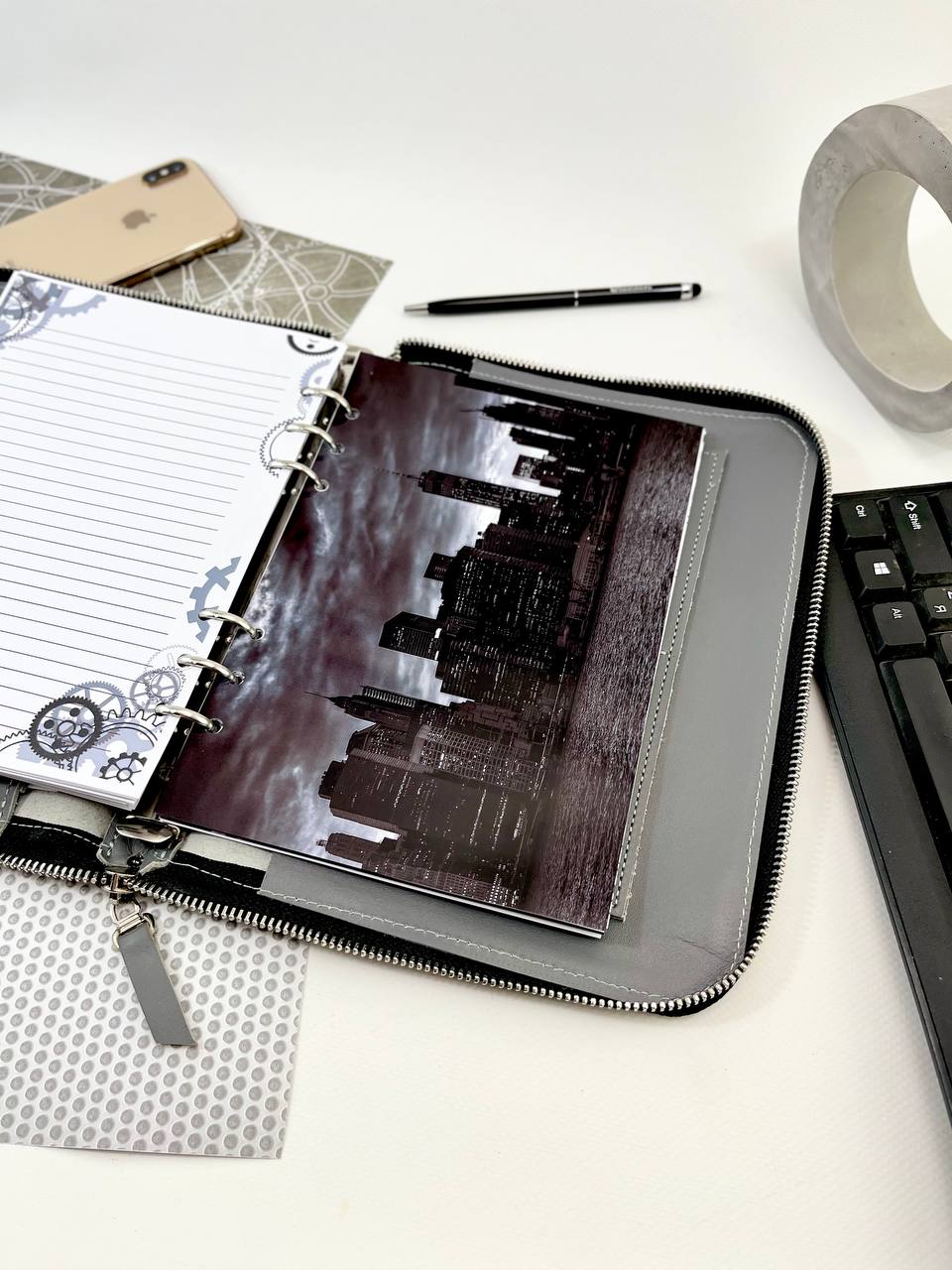 Leather zipper notebook. Natural Leather Planner A5, Leather template, A5 ring binder,Binder a5,Leather wallet template,Binder