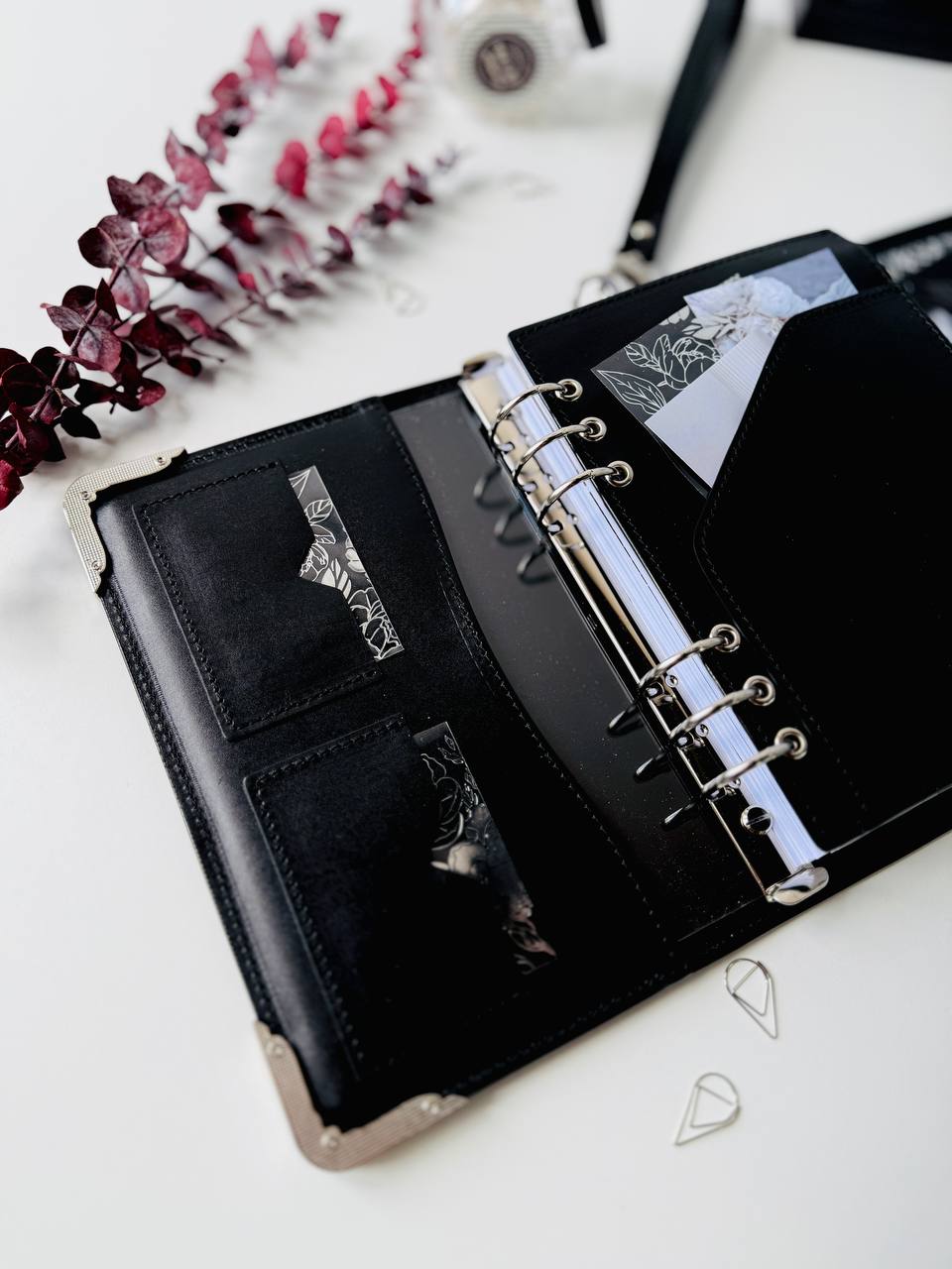 🖤Black heart🖤 Natural Italian Leather Planner A5, gift for her, perfect planner, Ring Planner Agenda A5 Six Ring Planner and Ring Personal Planner.