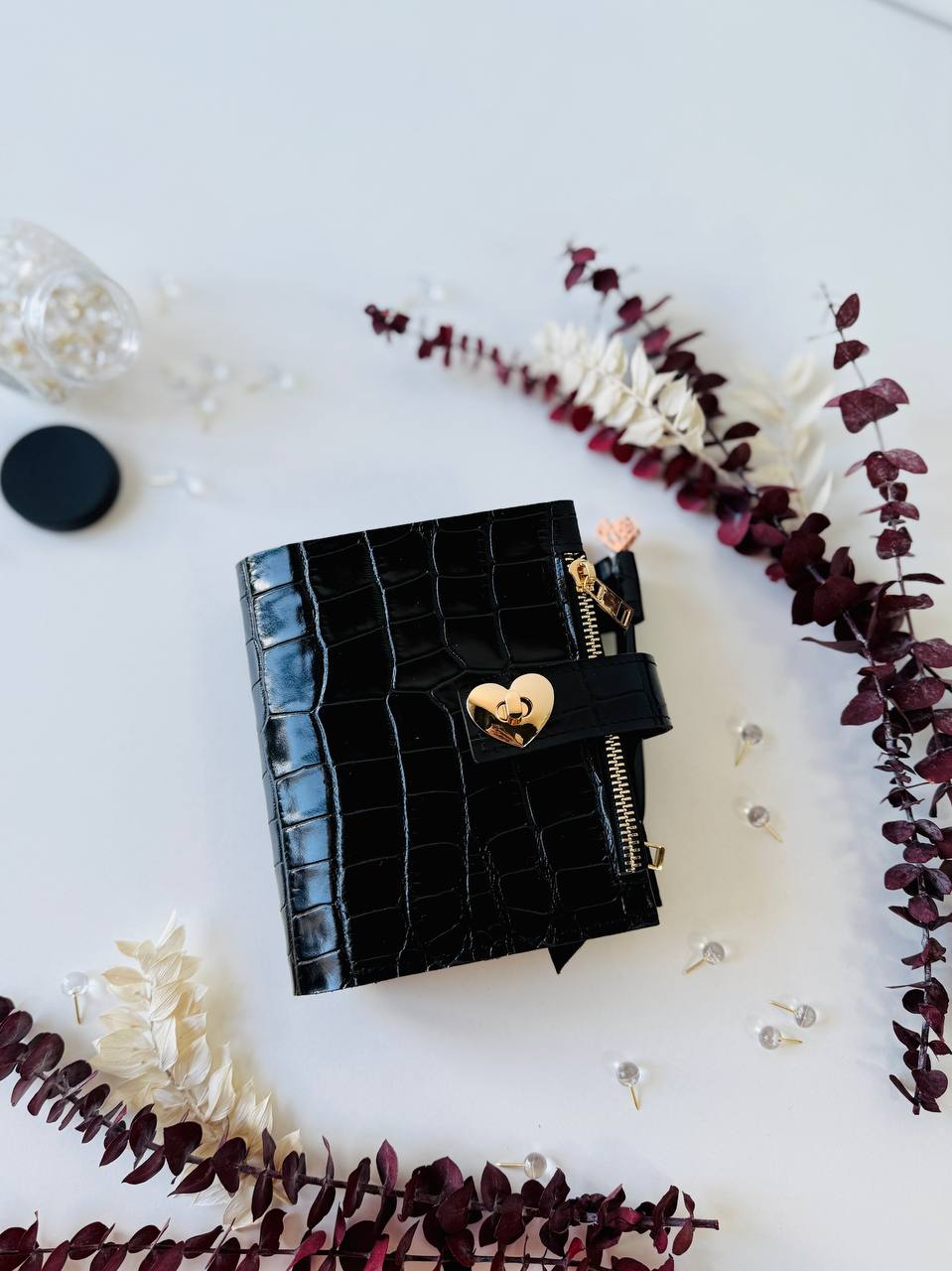 Elegant A7 Daily Planner | Black Crocodile-Embossed Organizer