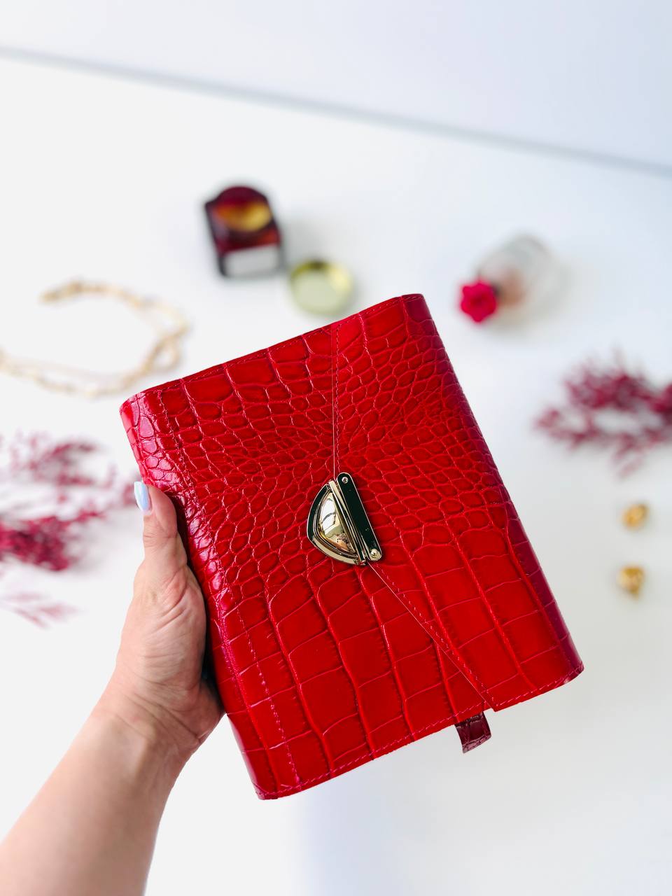 Red leather notebook cover A5,  just for documents A5 format.