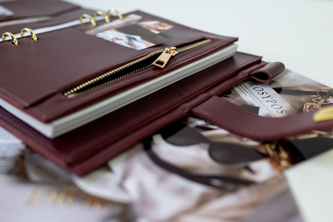 Cyprus, Limassol. Leather cover A5 - for documents A5 and A4 size.