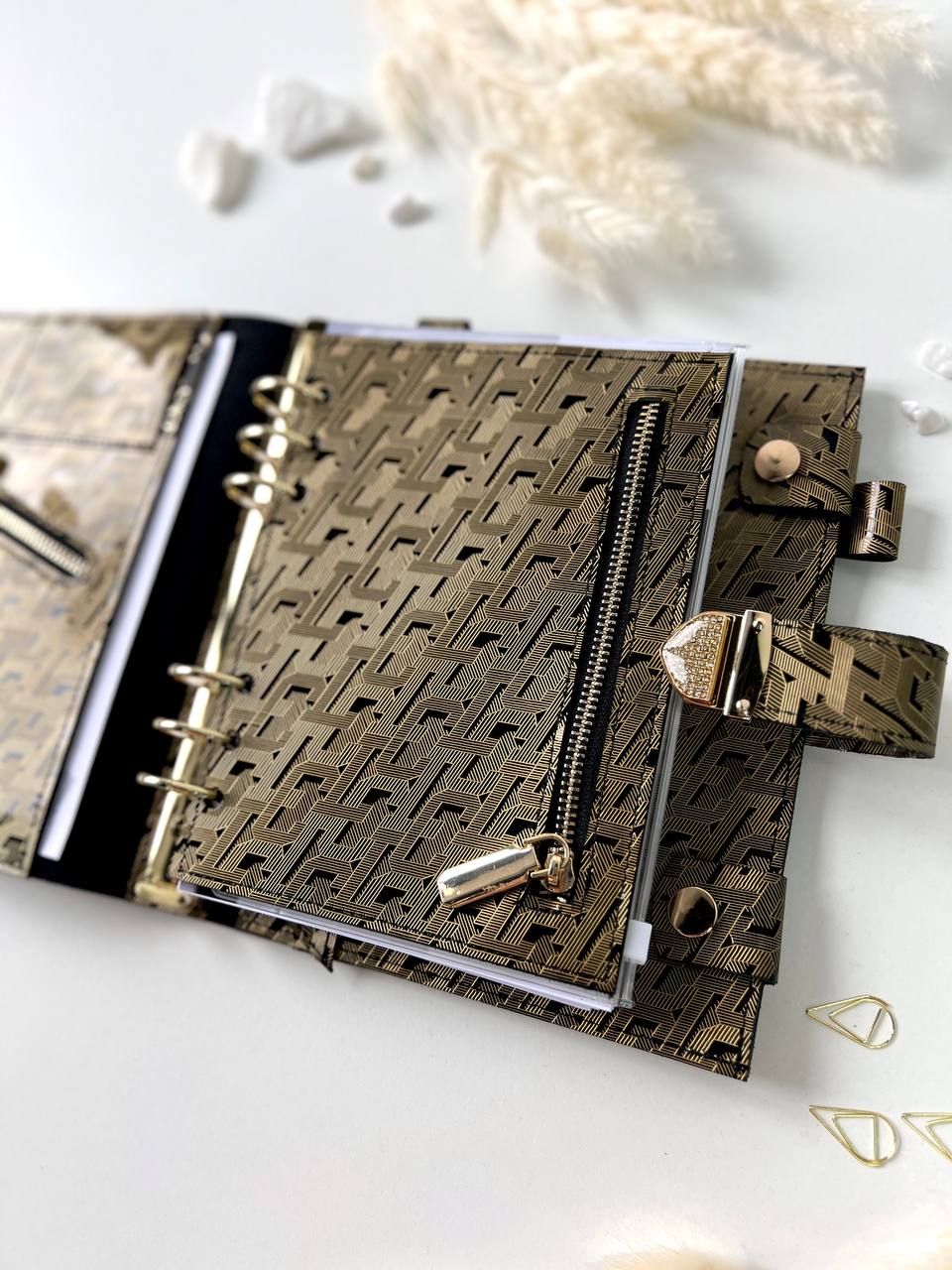 Gold and black 3in1 leather notebook cover A5 just for documents A5 format.