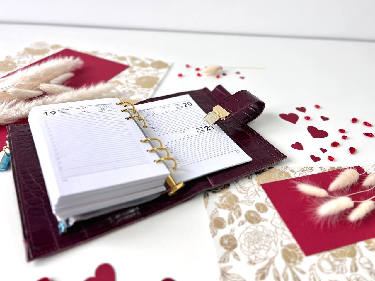 A6 NEW SIZE leather double planner cover binder 6 rings binder, dated planner, leather planner, gift for her, medium size planner.