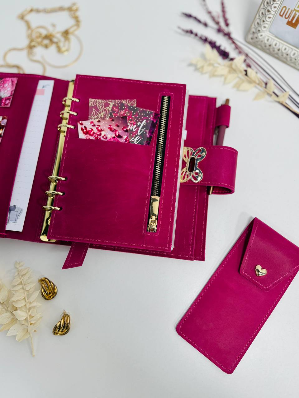 Pink leather planner A5