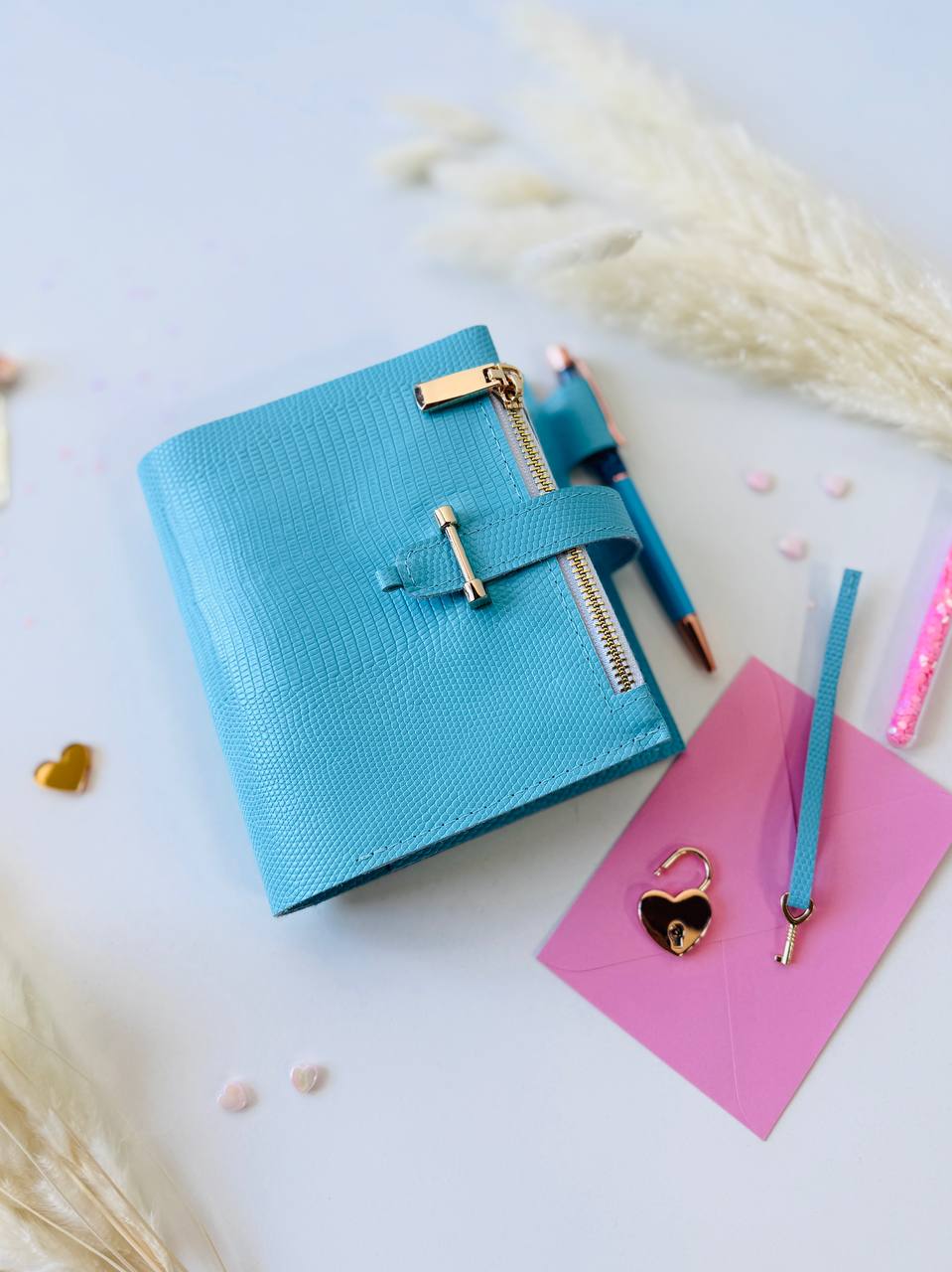 Sky-Blue Italian Leather Planner A7 🦋 Organize Your Life with Style!