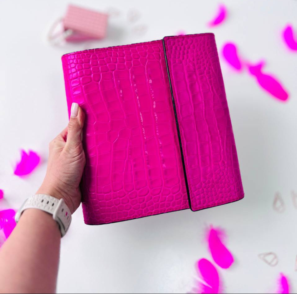 Hot pink Natural Italian Leather Planner A5, gift for her, perfect planner, Ring Planner Agenda A5 Six Ring Planner and Ring Personal Planner.