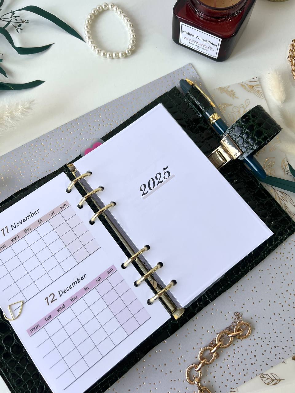 A6 NEW SIZE leather double planner cover binder 6 rings binder, dated planner, leather planner, gift for her, medium size planner.