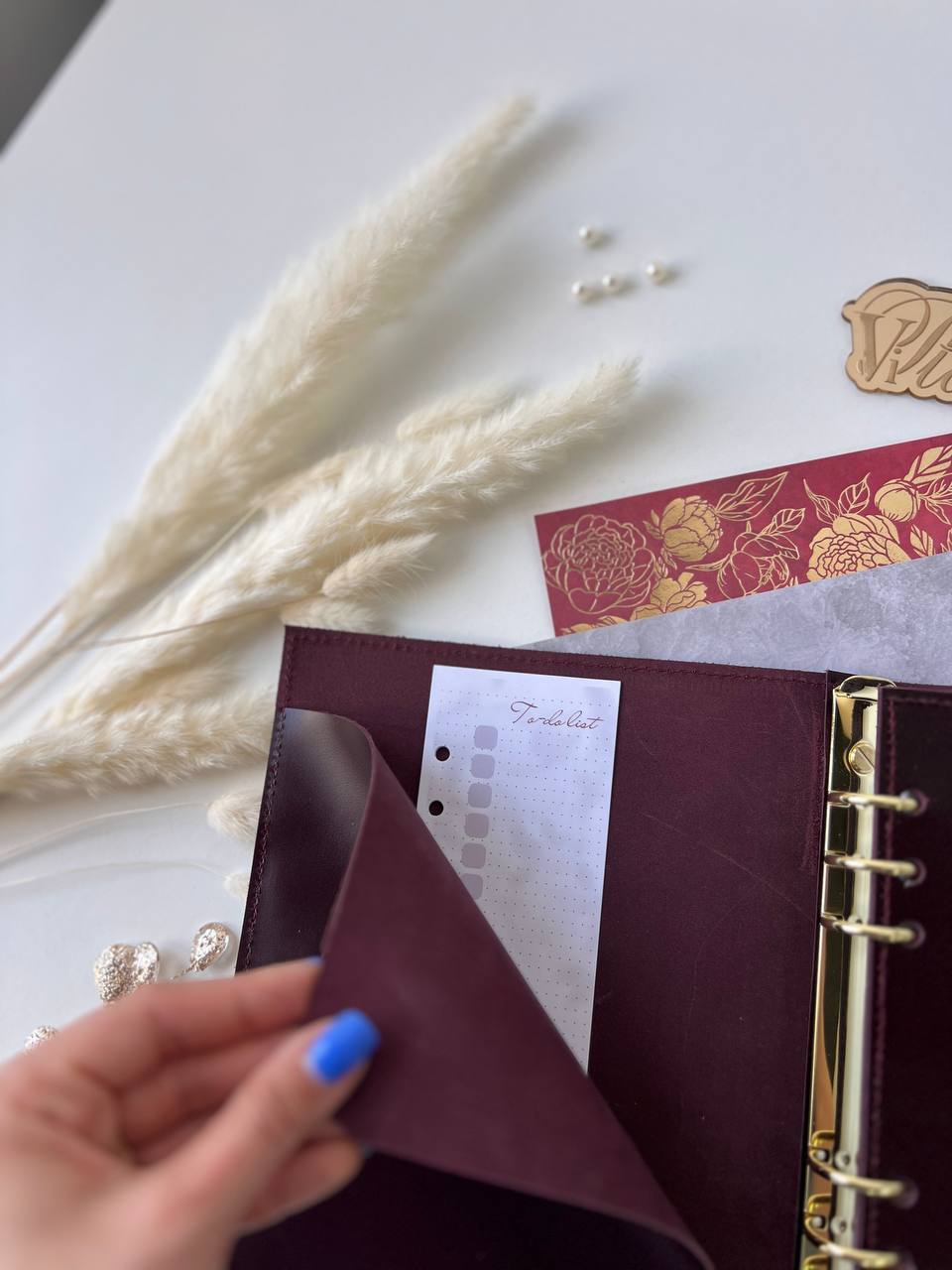 Leather classic Burgundy notebook cover A5 with binder 6 rings, Leather template, A5 ring binder, Leather wallet template,Binder wallet.