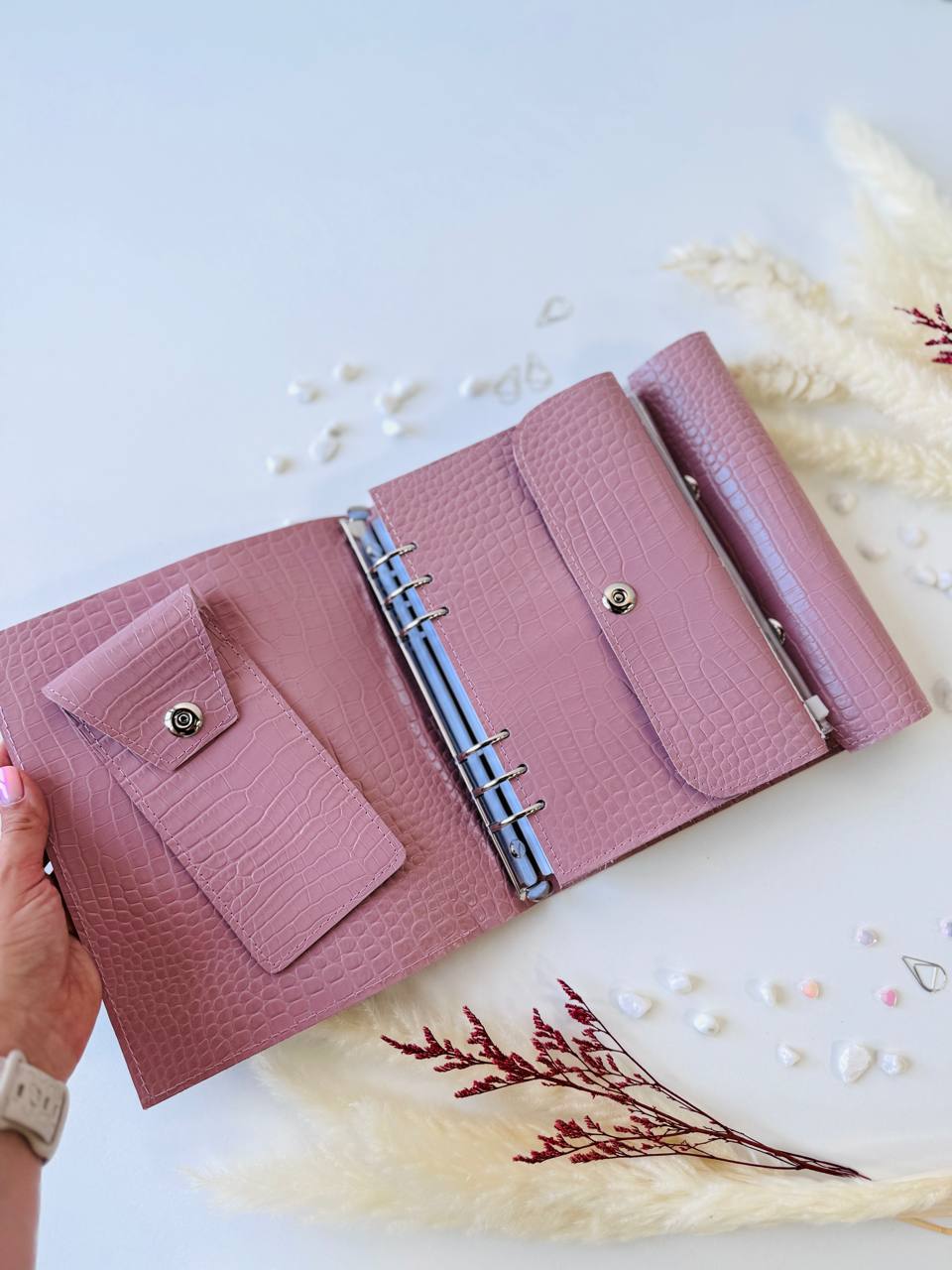 Gift set leather notebook cover A5 with pencil case.