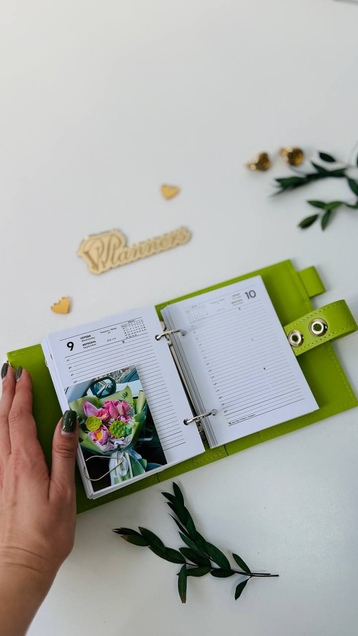 Leather mini planner A7 binder.