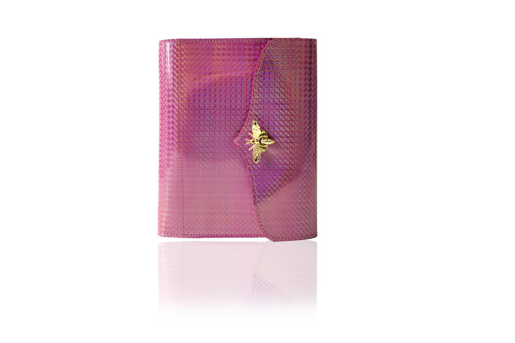 Cyprus, Limassol. RARE holographic pink leather notebook cover A5.