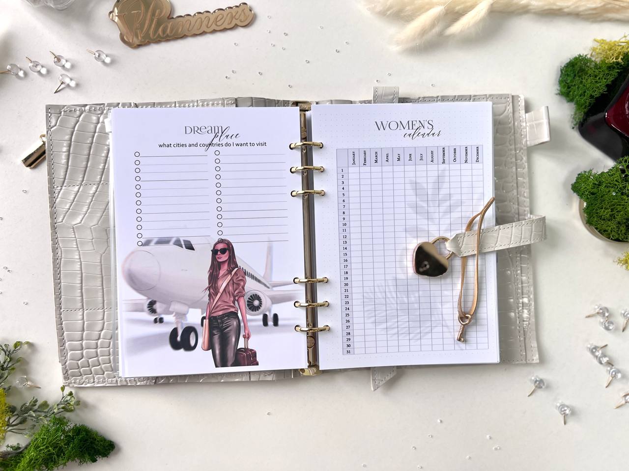 Secret lock Leather planner A5 big binder everyday planning.