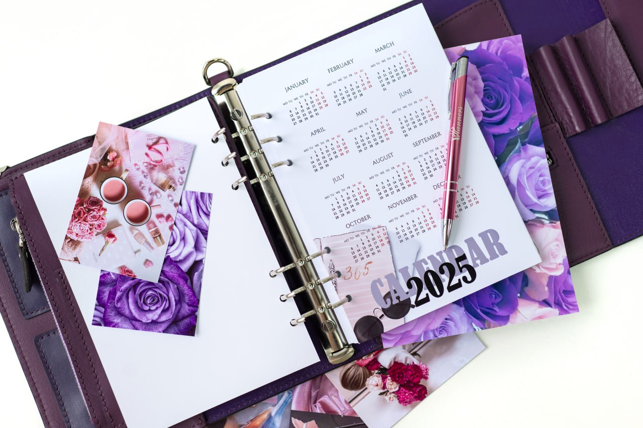Violet Natural Italian Leather Planner A5, gift for her, perfect planner, Ring Planner Agenda A5 Six Ring Planner and Ring Personal Planner.